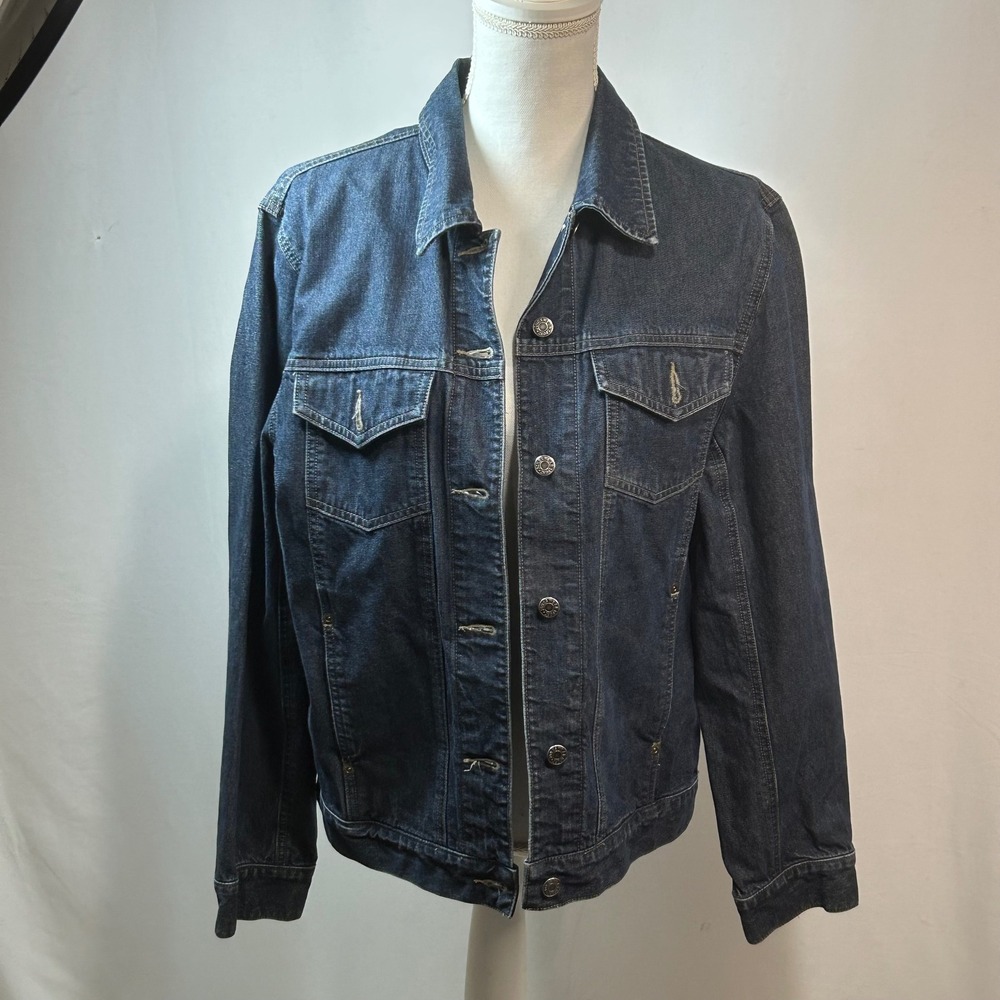 Jones Wear Sport Denim Jacket Women's Size 12‎ Dark Wash Classic Jean